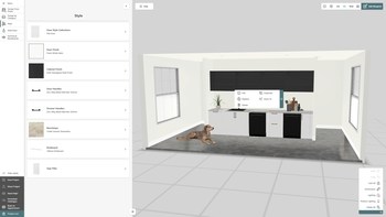 Customise layout, colours, countertops, and more. It's even possible to add furry friends into the finished scene.