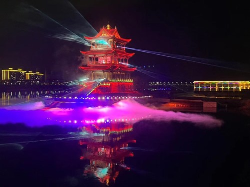 Foto mostra o Pavilhão Jiutian no condado de Fengxin, na província de Jiangxi, no leste da China [foto fornecida à Xinhua Silk Road]. (PRNewsfoto/Xinhua Silk Road)