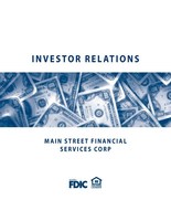 Main Street Financial Services Corp Reports 3rd Quarter Results