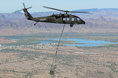 Sikorsky demonstrates to the U.S. Army for the first time how an optionally piloted Black Hawk helicopter flying in autonomous mode could resupply forward forces. These uninhabited Black Hawk flights occurred in October at Yuma Proving Ground in Arizona. Photo courtesy Sikorsky, a Lockheed Martin company.