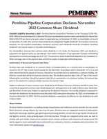 Pembina Pipeline Corporation Declares November 2022 Common Share...