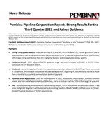 Pembina Pipeline Corporation Reports Strong Results for the Third Quarter 2022 and Raises Guidance (CNW Group/Pembina Pipeline Corporation)