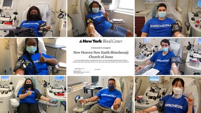 New York-based members of New Heaven New Earth Church of Jesus take time to donate blood
