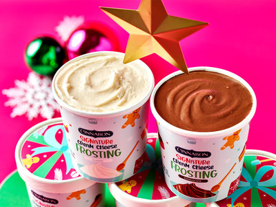 Cinnabon is bringing its “Life Needs Frosting” motto to life this holiday season with the introduction of new take-home Chocolate Frosting Pints and the return of its Signature Cream Cheese Frosting Pints. Featuring the same chocolate frosting that topped the limited-time Chocolate BonBites earlier this year, the pints are a great addition to holiday recipes or for digging in with a spoon.