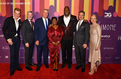 Ken Downing, Matthew Fasciano, Clifford Fischer, Nicole Pullen Ross, Charles Haley, Todd Kahn, and Andrea Weiss attend the 2022 Evening of Delivering Good. (Photo credit Craig Barritt for Getty Images)