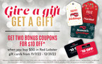 Red Lobster® Brings Seafood and Joy to All This Holiday Shopping Season with the Return of "Give a Gift, Get a Gift" Gift Card Promotion
