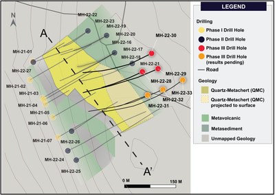 Figure 2. Drill locations of 2021 (Phase I) and 2022 (Phase II + Phase III) drilling. (CNW Group/Golden Shield Resources)