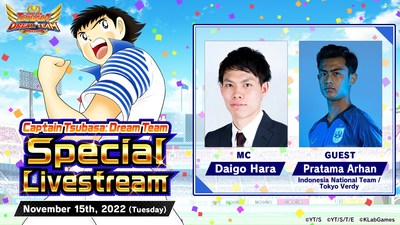 Captain Tsubasa: Dream Team will have a special live broadcast to announce the Dream Championship 2022 Finals player matchups, new in-game information, and more. The livestream will feature special guest professional Indonesian football player Pratama Arhan and Japanese football play-by-play MC Daigo Hara.