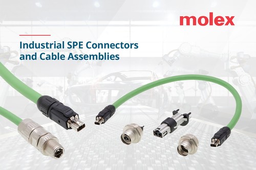Molex’s new Single Pair Ethernet (SPE) technology (on display at SPS 2022) expands IP connectivity in automated factory settings and higher data rates on long cable runs eliminate transmission bottlenecks in field-level network operations. Molex’s new Single Pair Ethernet (SPE) technology (on display at SPS 2022) expands IP connectivity in automated factory settings and higher data rates on long cable runs eliminate transmission bottlenecks in field-level network operations.