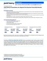 Jack Henry &amp; Associates, Inc. Reports First Quarter Fiscal 2023 Results