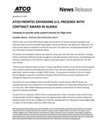 ATCO FRONTEC EXPANDING U.S. PRESENCE WITH CONTRACT AWARD IN ALASKA (CNW Group/ATCO Ltd.)