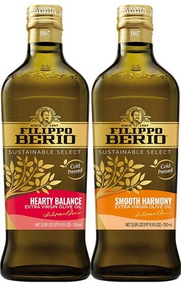 Filippo Berio's new Sustainable Select collection features two distinct flavor varieties — SMOOTH HARMONY and HEARTY BALANCE.