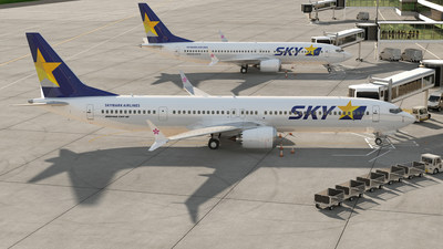 A rendering of 737-8 and 737-10 in Skymark livery. (Boeing Image)