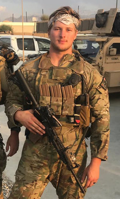 U.S. Army Sergeant Brett Harms at his outstation in Afghanistan in 2019.