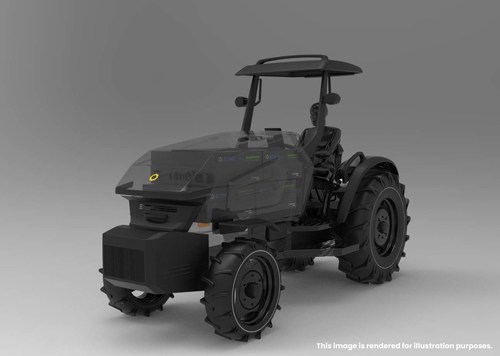 Solectrac tractor rendering for illustration purposes.