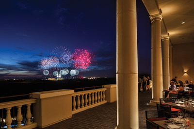 Capa Steakhouse, the resort's Michelin-starred signature restaurant, features dazzling views of the nightly Disney fireworks from two rooftop terraces.