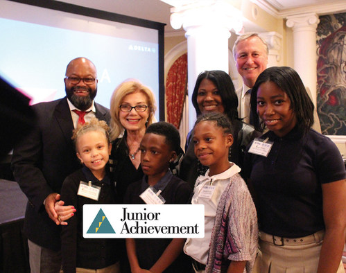 Junior Achievement contestant with Gloria Bohan and Dr.  Jeffrey Grant