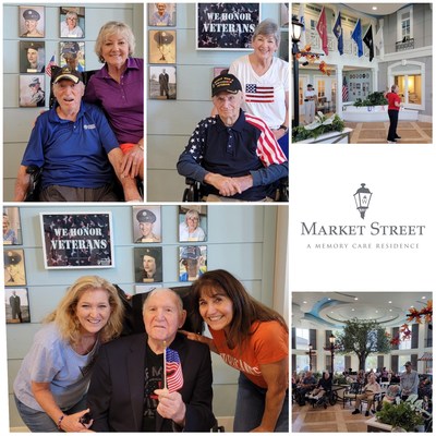 Market Street Memory Care Residence Viera honored their resident veterans with a patriotic ceremony and unveiling of their newly refinished Veterans Honor Wall. Market Street Viera is a Watercrest Senior Living Community in Melbourne, Florida.
