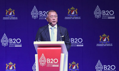 Hyundai Motor Group Executive Chair Euisun Chung, today delivered a keynote speech at the 2022 B20 Summit in Bali, Indonesia on the theme of ?Energy Poverty and Accelerate a Just and Orderly Sustainable Energy Use.'