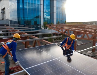 After going into operation this month, a new solar canopy at the PT Mowilex headquarters will cut carbon emissions by up to 30%.