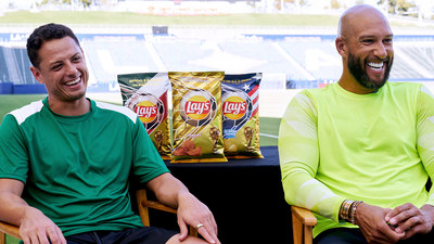 Javier "Chicharito" Hernández and Tim Howard on the set of Frito-Lay’s new FIFA World Cup™ commercial, “Soccer or Football?”
