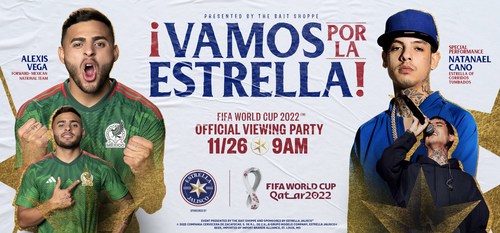 No sábado, 26 de novembro, Estrella Jalisco patrocinará simultaneamente três eventos ao ar livre épicos "Vamos Por La Estrella" Veja festas para fãs com cerveja, música ao vivo, DJs, telões, food trucks, brindes, participações especiais e apresentações de convidados.