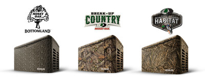 The three select Mossy Oak patterns offered on Kohler’s RCA generators are Original Bottomland, Break-Up Country, and Shadow Grass Habitat.