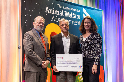 (Pictured Left to Right) Jim Tedford, President & CEO of AAWA, Don Bland Chief Animal Services Officer of Austin Animal Center and Joann Fuller, Brand Engagement Manager at Hill's Pet Nutrition, US.