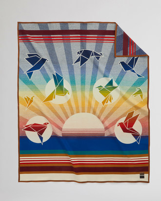 Healing Blanket designed by Dine Artist Leandra Yazzie now available for purchase on the Pendleton website here: https://www.pendleton-usa.com/product/the-healing-blanket/79502.html?dwvar_79502_color=57105