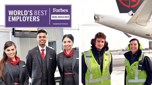 Air Canada was recently recognized by Forbes as one of the World's Best Employers 2022, and as a company which provides excellent employment opportunities at local and international levels. (CNW Group/Air Canada)