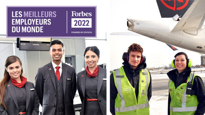 Air Canada a récemment été reconnue par Forbes comme l'un des 100 meilleurs employeurs dans le monde en 2022, selon Forbes, et comme une entreprise qui offre d'excellentes possibilités d'emploi à l'échelle locale comme internationale. (Groupe CNW/Air Canada)