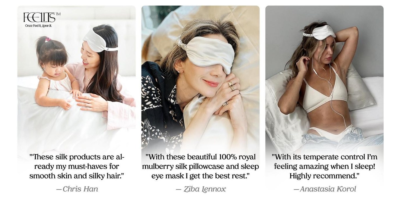 FEELITS 100% Royal Mulberry Silk. Natural Beauty Sleep Eye Mask