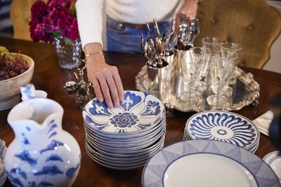 Carson Kressley displays how he combines his own unique antique table pieces with new dinnerware from Ballard Designs.