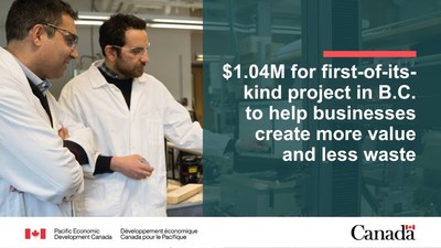 Government of Canada invests in first-of-its-kind project in B.C. to help businesses create more value and less waste (CNW Group/Pacific Economic Development Canada)