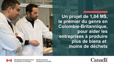 Le gouvernement du Canada investit dans un projet indit en Colombie-Britannique pour aider les entreprises  produire plus de valeur et moins de dchets (Groupe CNW/Dveloppement conomique Canada pour le Pacifique)