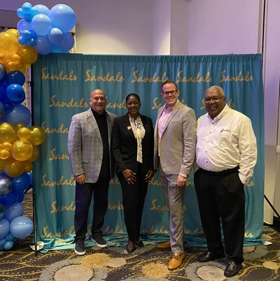 (Left to Right) Jeff Clarke, CEO, Unique Vacations Inc. / Latin Dunce, Director General of Tourism Bahamas / Addison Jaynes, CEO of Reliant Destinations / Gary Sadler, Executive VP of Sales & Industry Relations, Unique Vacations Inc.