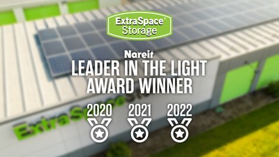 Extra Space Storage wins Nareit's Leader in the Light Award for third consecutive year, continuing to lead the self-storage industry for environmental, social and governance efforts.