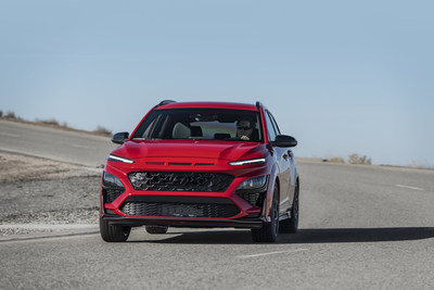 The Hyundai Kona N is photographed in California City, Calif., on August 10, 2021.