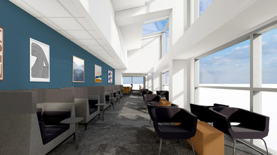 Rendering of expansion of the Alaska Airlines C Concourse Lounge in Seattle.