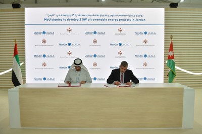 Dr Sultan Al Jaber, UAE Minister of Industry and Advanced Technology, Special Envoy for Climate Change and Chairman of Masdar, and Dr Saleh Al-Kharabsheh, Jordan’s Minister of Energy and Mineral Resources, signed the agreement to explore renewable energy projects in Jordan