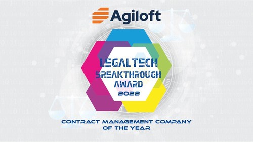 Agiloft Named 2022 "Contract Management Company of the Year" by LegalTech Breakthrough Awards. Prestigious Annual Awards Program Recognizes Agiloft for the industry-leading flexibility and business agility offered by its no-code CLM platform.