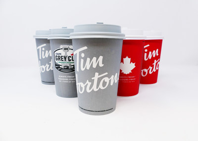 Tim Hortons cups and lids going grey across Saskatchewan to celebrate the 109th Grey Cup this Sunday, Nov. 20 (CNW Group/Tim Hortons)
