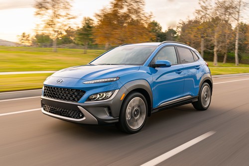 The Hyundai Kona is photographed in Irvine, Calif., on Feb. 16, 2021.