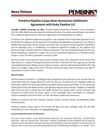 Pembina Pipeline Corporation Announces Settlement Agreement with Ruby Pipeline LLC