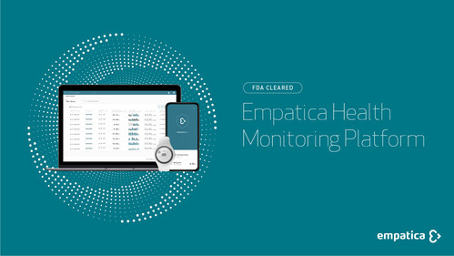 The Empatica Health Monitoring Platform can accelerate the development of novel therapeutics and the adoption of digital endpoints in patient care and clinical trials. The FDA clearance includes data collection for the continuous monitoring of SpO2, Electrodermal Activity,  Skin Temperature and activity associated with movement during sleep. (PRNewsfoto/Empatica)