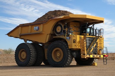 Caterpillar’s first battery electric 793 large mining truck demonstrated at the company’s Tucson Proving Ground