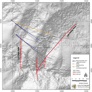 OUTCROP SILVER INTERSECTS 2.71 METRES TRUE WIDTH OF 615 GRAMS SILVER EQUIVALENT PER TONNE EXPANDING LAS MARAS HIGH-GRADE AT DEPTH