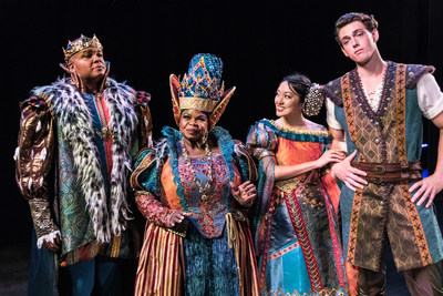 Gary Stanford Jr. as King Powell, Renee Lubin as Queen Montgomery, Sharon Shao as Princess Sonoma and Matthew Kropschot as Prince Logan in the world premiere of Sleeping Beauty in 23 performances December 1-30 at the Presidio Theatre in San Francisco. Photo: Terry Lorant