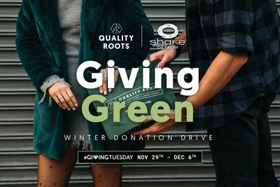 Give back this Giving Tuesday by going to any Quality Roots location and participating in their Giving Green Drive. Those who donate new/unused items needed by Share Detroit will receive $5 off their next purchase at Quality Roots.
