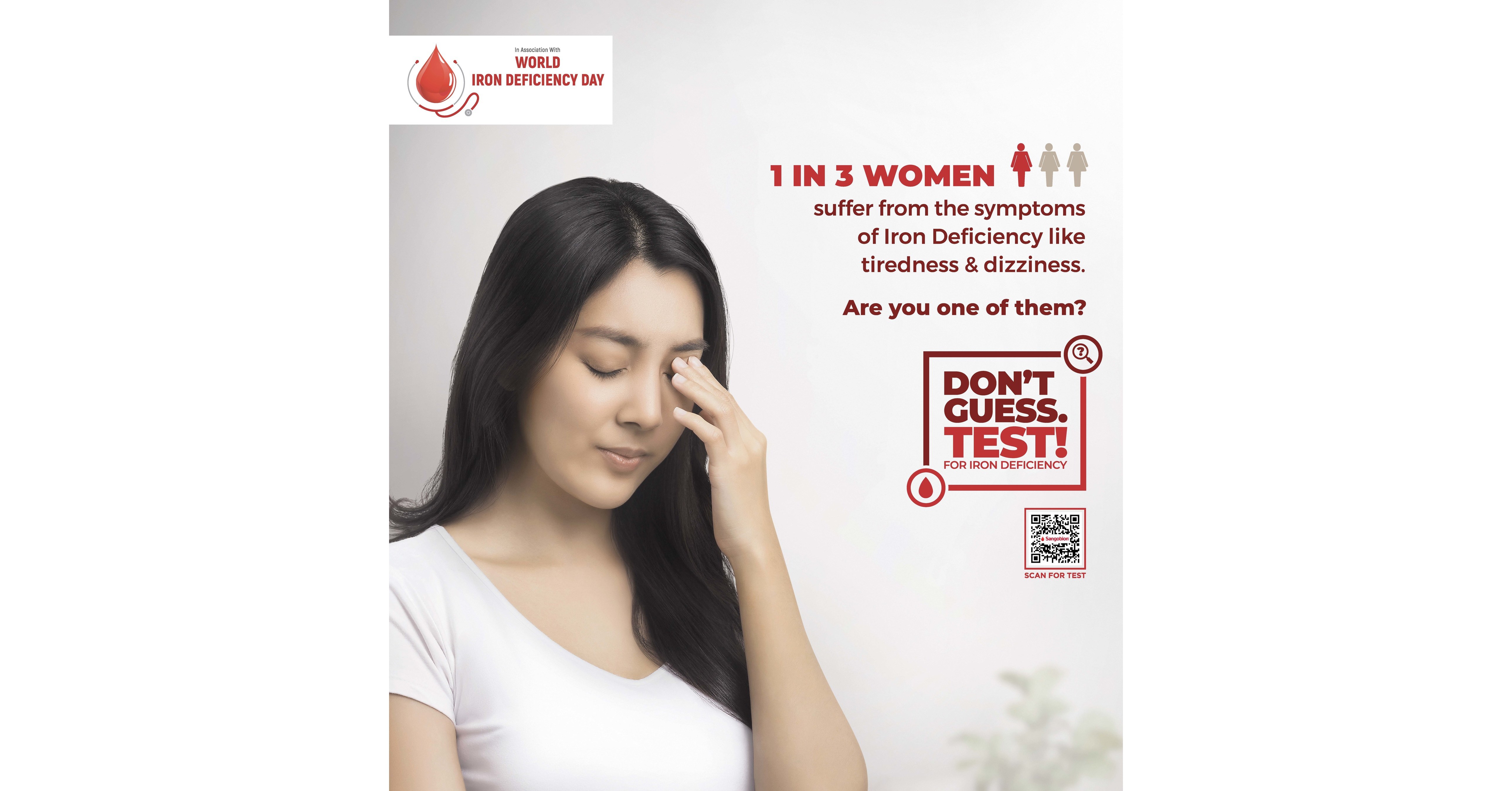 1 in 3 women suffer from Iron Deficiency symptoms including tiredness[1